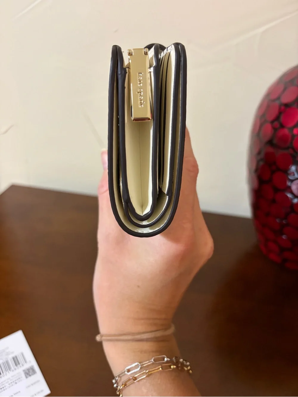 kate spade Meringue Bridget Crinkle Patent Medium Compact Bifold Wallet